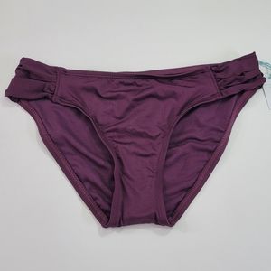 New! Kona Sol Burgundy Medium Coverage Hipster Bikini Swim Bottoms